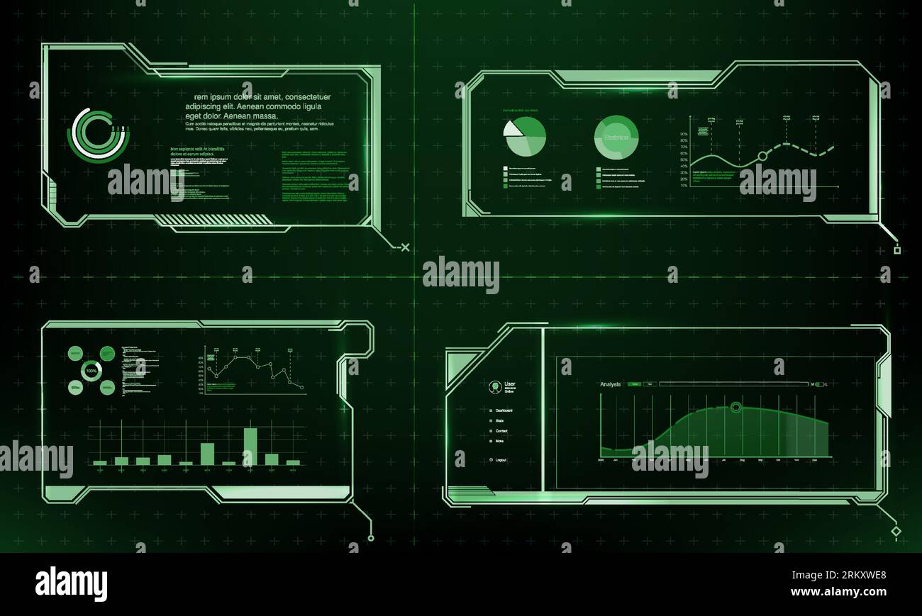 Game futuristic digital display, hud tech future frame. Information box bars, modern digital