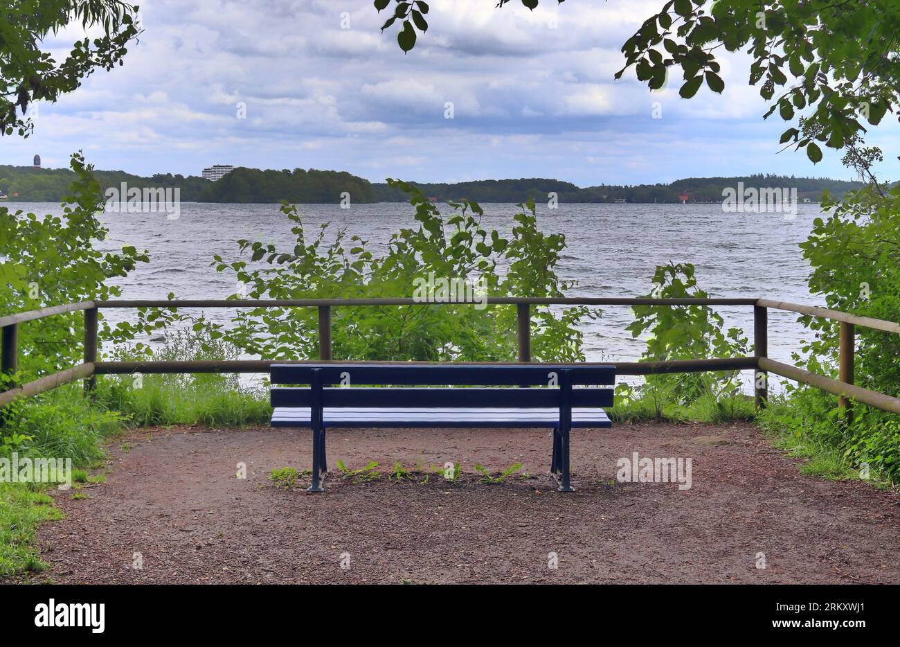 A Public Empty Bench Found In Northern Europe Stock Photo - Alamy