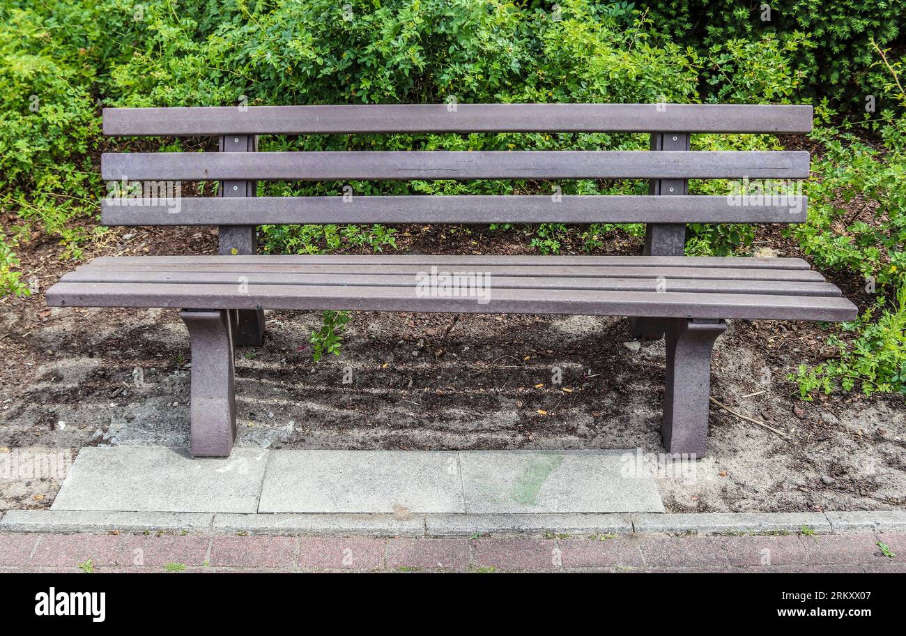 A Public Empty Bench Found In Northern Europe Stock Photo - Alamy