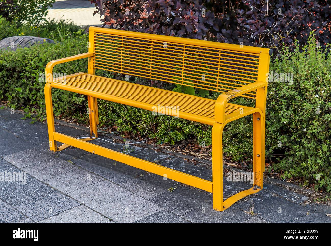 A Public Empty Bench Found In Northern Europe Stock Photo - Alamy