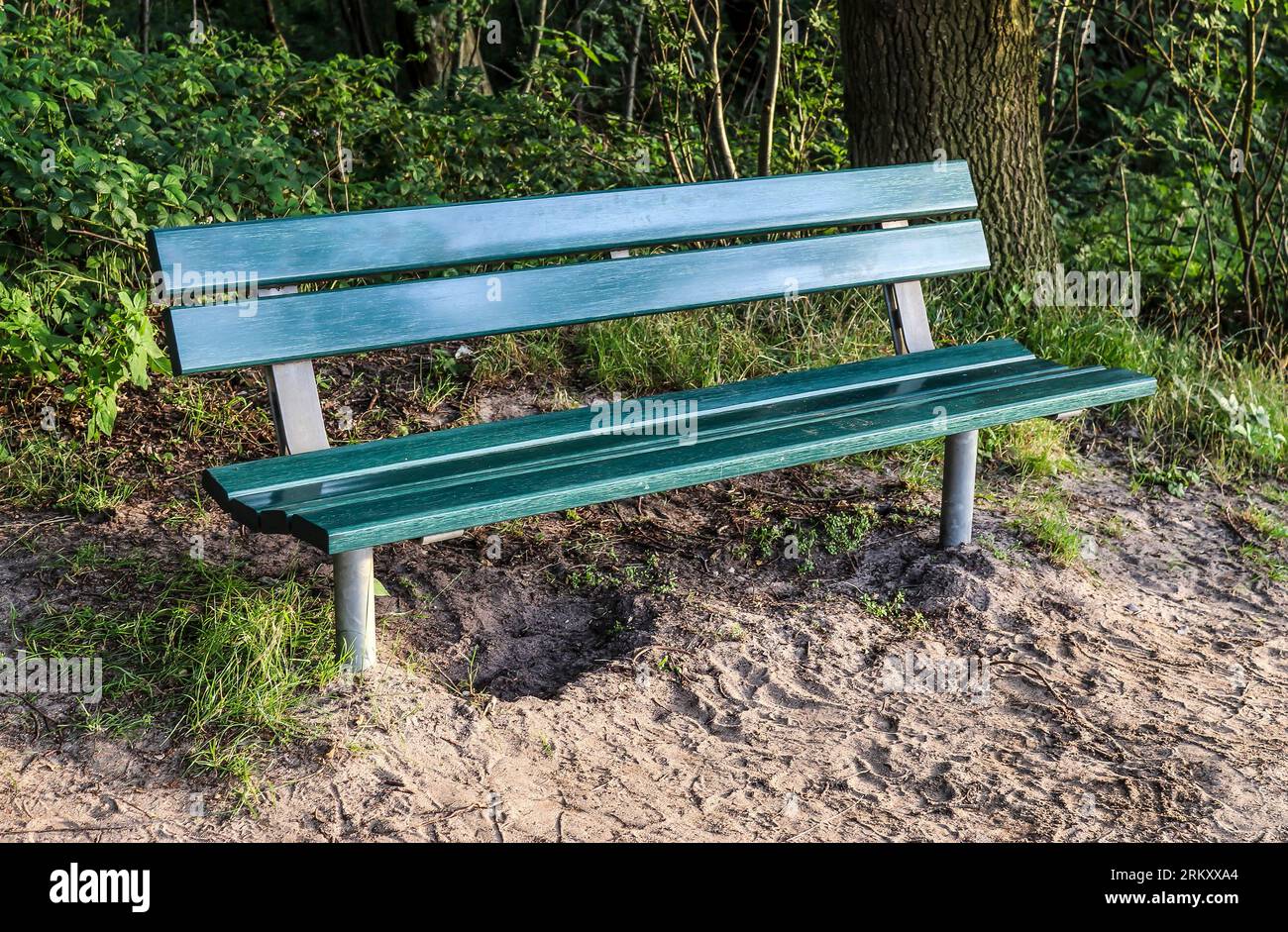A Public Empty Bench Found In Northern Europe Stock Photo - Alamy
