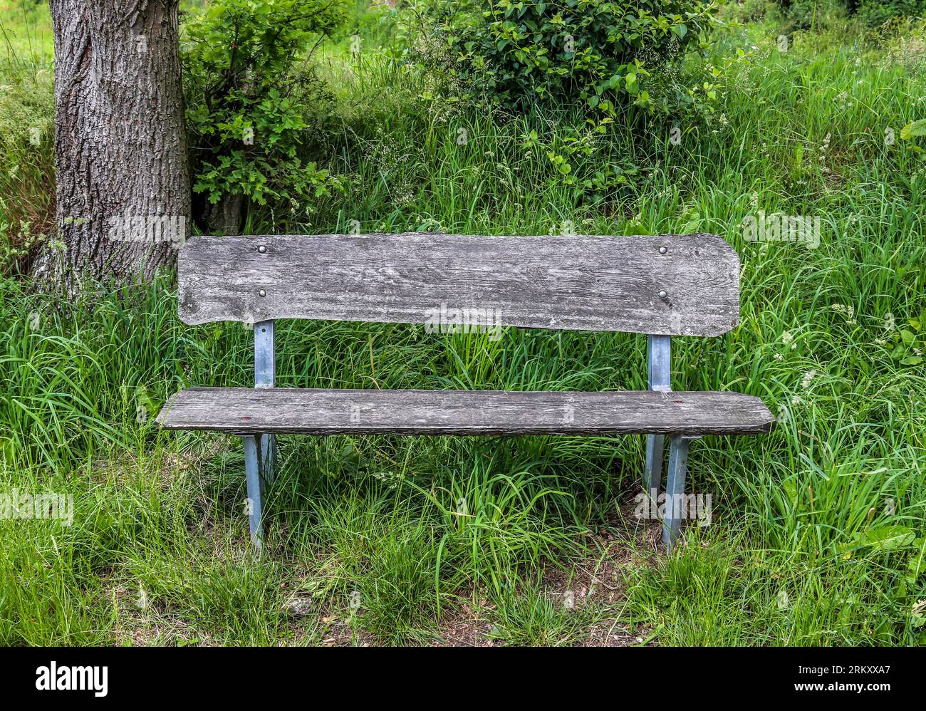 A Public Empty Bench Found In Northern Europe Stock Photo - Alamy