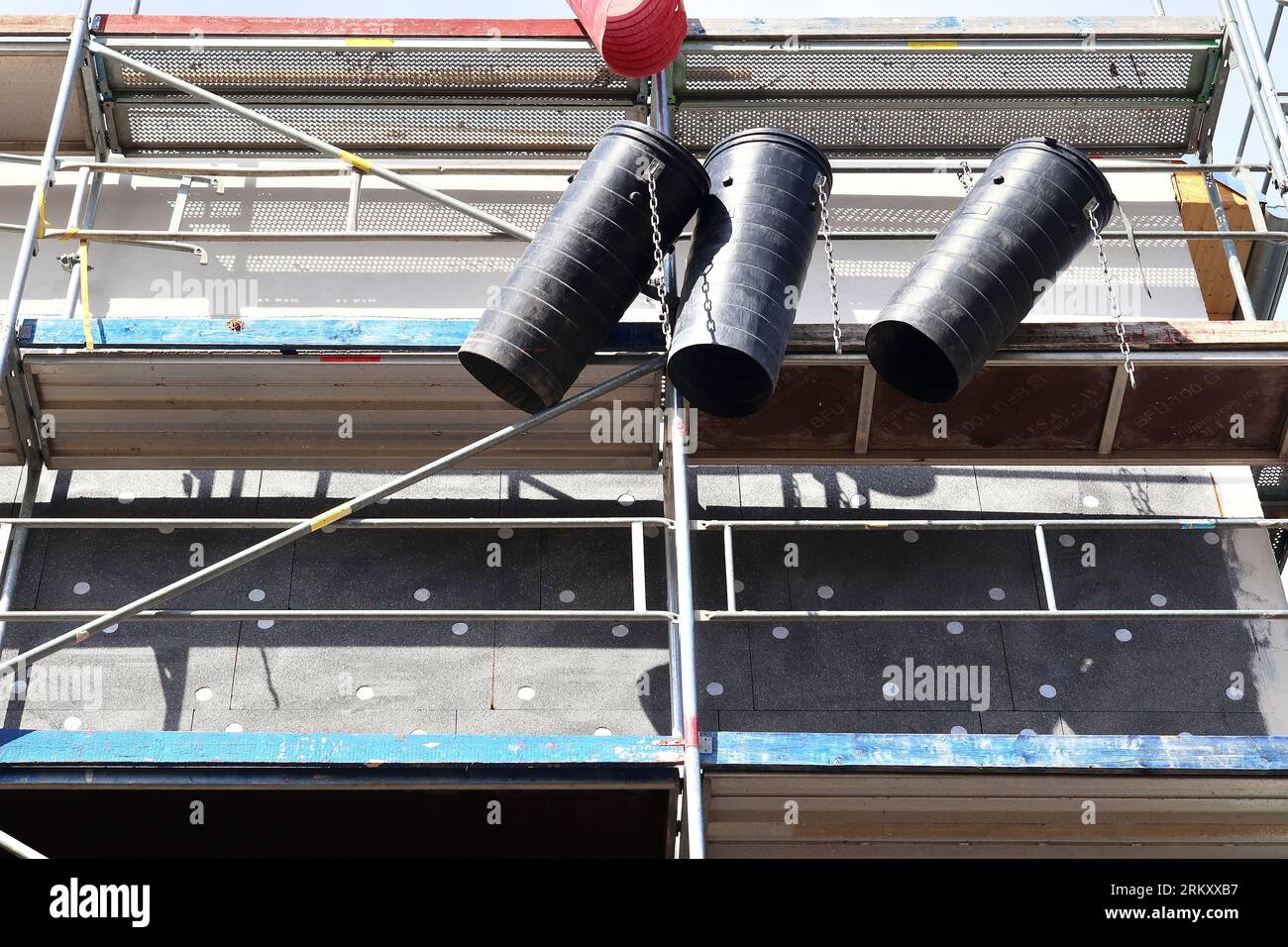 Construction Site During Progress Found In German Towns. Stock Photo