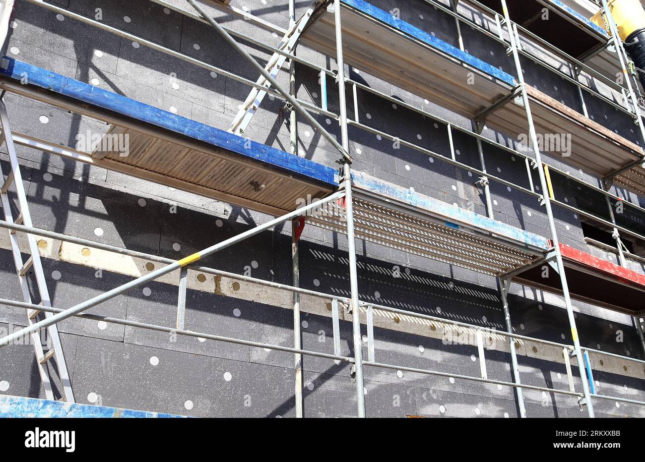 Construction Site During Progress Found In German Towns. Stock Photo