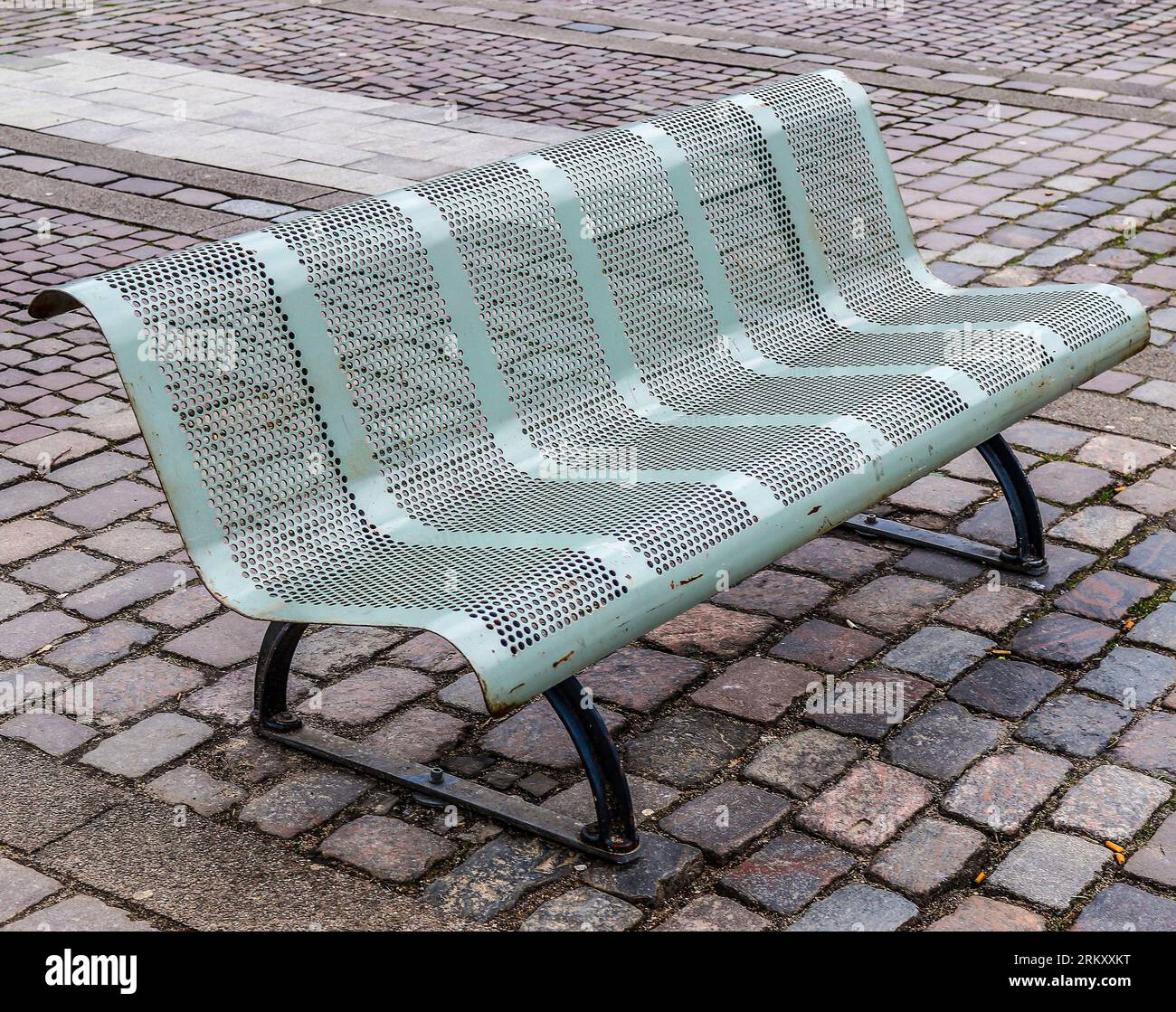A Public Empty Bench Found In Northern Europe Stock Photo - Alamy