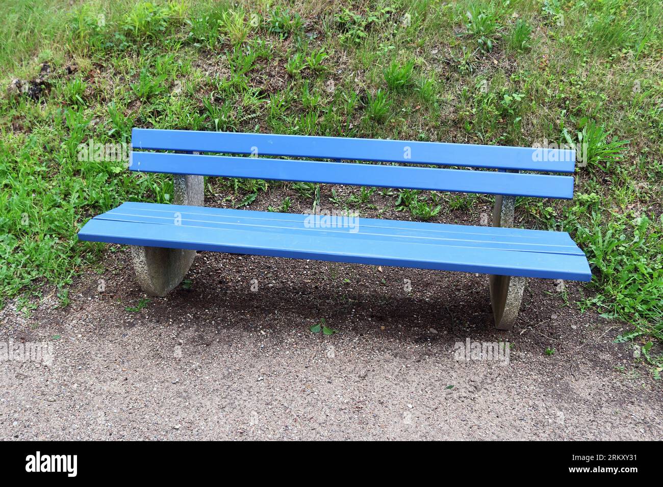 A Public Empty Bench Found In Northern Europe Stock Photo - Alamy