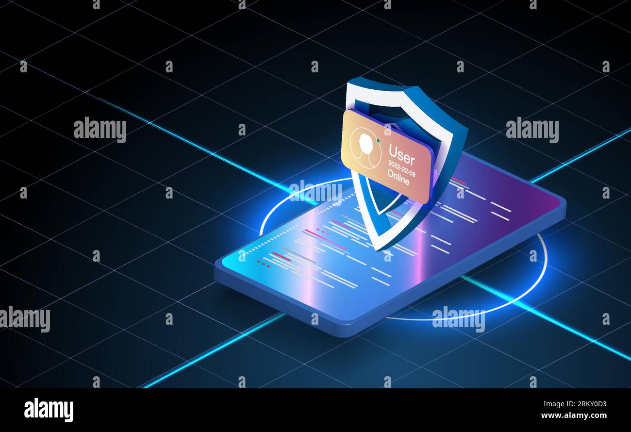 Can use for web banner. Secure payment, payment protection concepts. Credit card with lock. Vector illustration Mobile security concept. Secure intern Stock Vector