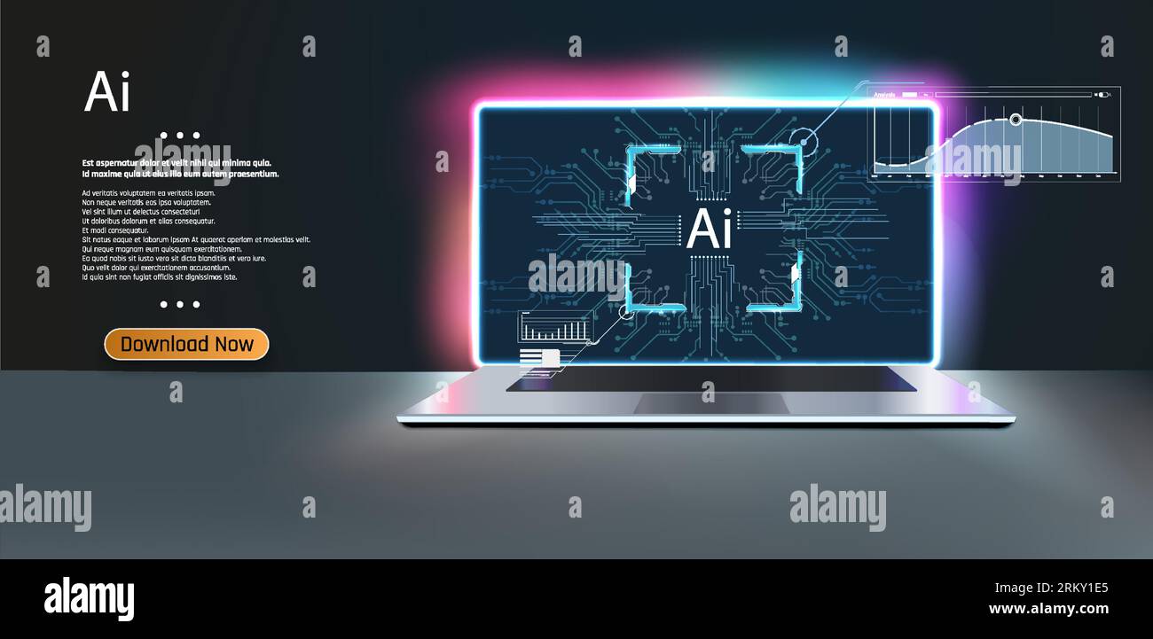 Chat with AI, Artificial Intelligence. using command prompt for generates something, Futuristic technology transformation. Stock Vector