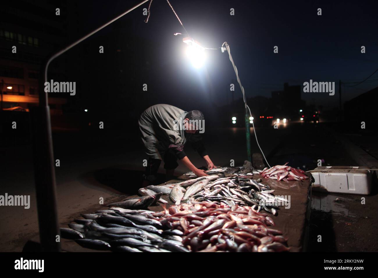 Bildnummer: 59127629  Datum: 23.01.2013  Copyright: imago/Xinhua (130124) -- GAZA, Jan. 23, 2013 (Xinhua) -- A Palestinian fisherman sells fish on a beach upon his return from the sea, in Gaza City on Jan. 23, 2013. (Xinhua/Wissam Nassar) (zw) MIDEAST-GAZA-FISHERMEN PUBLICATIONxNOTxINxCHN Wirtschaft Arbeit Fisch Fischer Verkauf Fischstand x0x xdd 2013 quer     59127629 Date 23 01 2013 Copyright Imago XINHUA  Gaza Jan 23 2013 XINHUA a PALESTINIAN Fisherman sells Fish ON a Beach UPON His Return from The Sea in Gaza City ON Jan 23 2013 XINHUA Wissam Nassar ZW Mideast Gaza Fishermen PUBLICATIONxNO Stock Photo