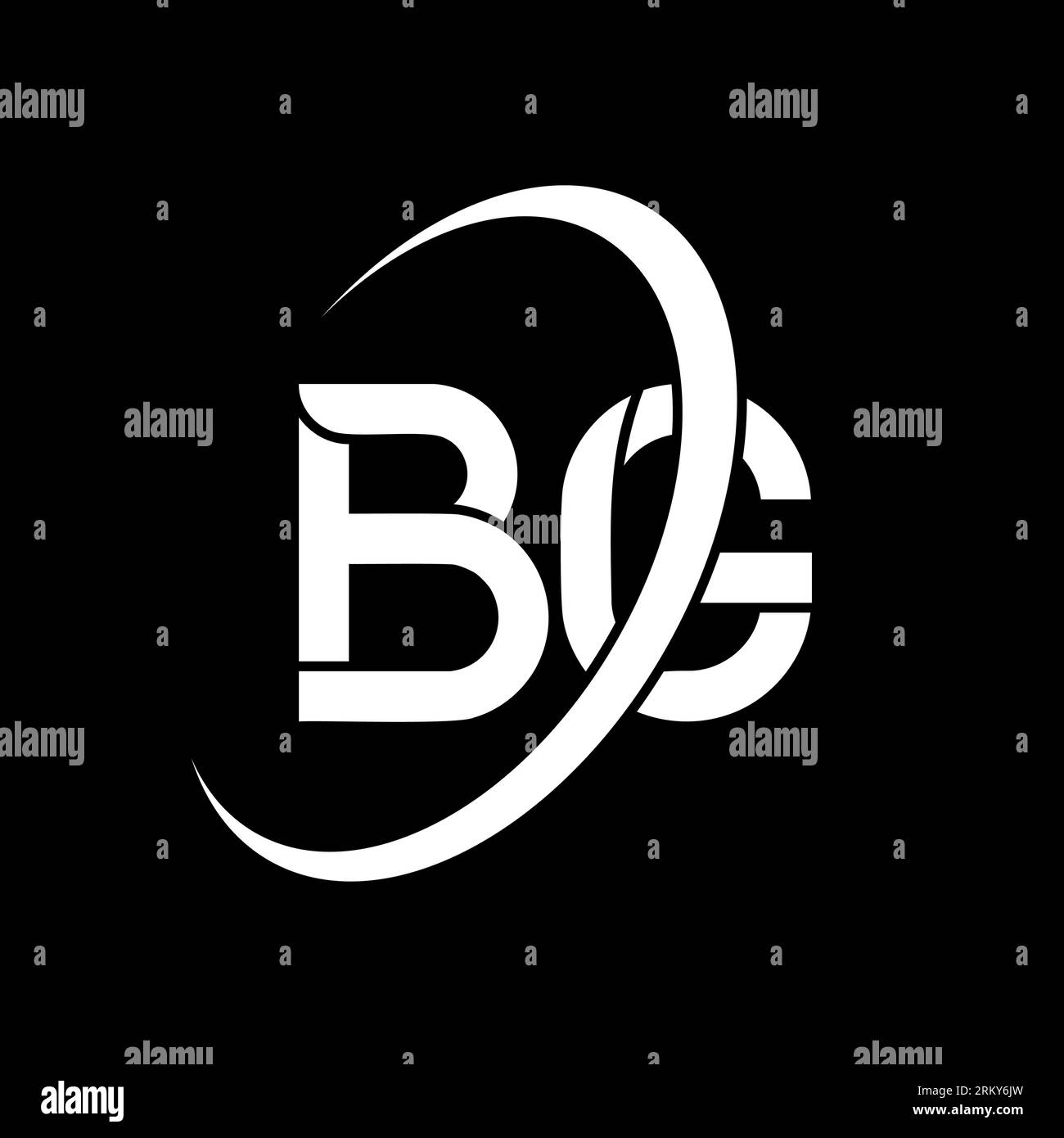 BG logo. B G design. White BG letter. BG/B G letter logo design. Initial letter BG linked circle uppercase monogram logo. Stock Vector