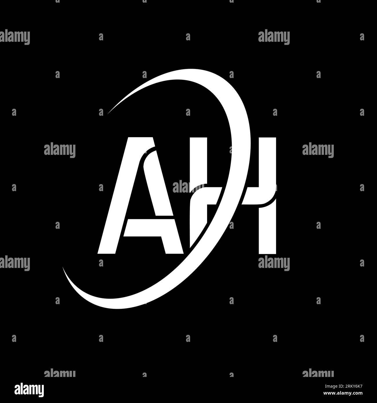 AH logo. A H design. White AH letter. AH/A H letter logo design. Initial letter AH linked circle uppercase monogram logo. Stock Vector