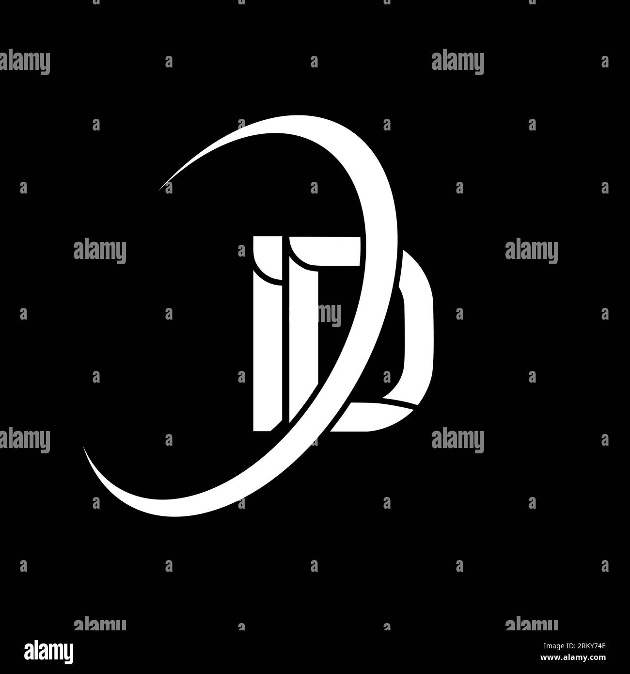 ID logo. I D design. White ID letter. ID/I D letter logo design. Initial letter ID linked circle uppercase monogram logo. Stock Vector