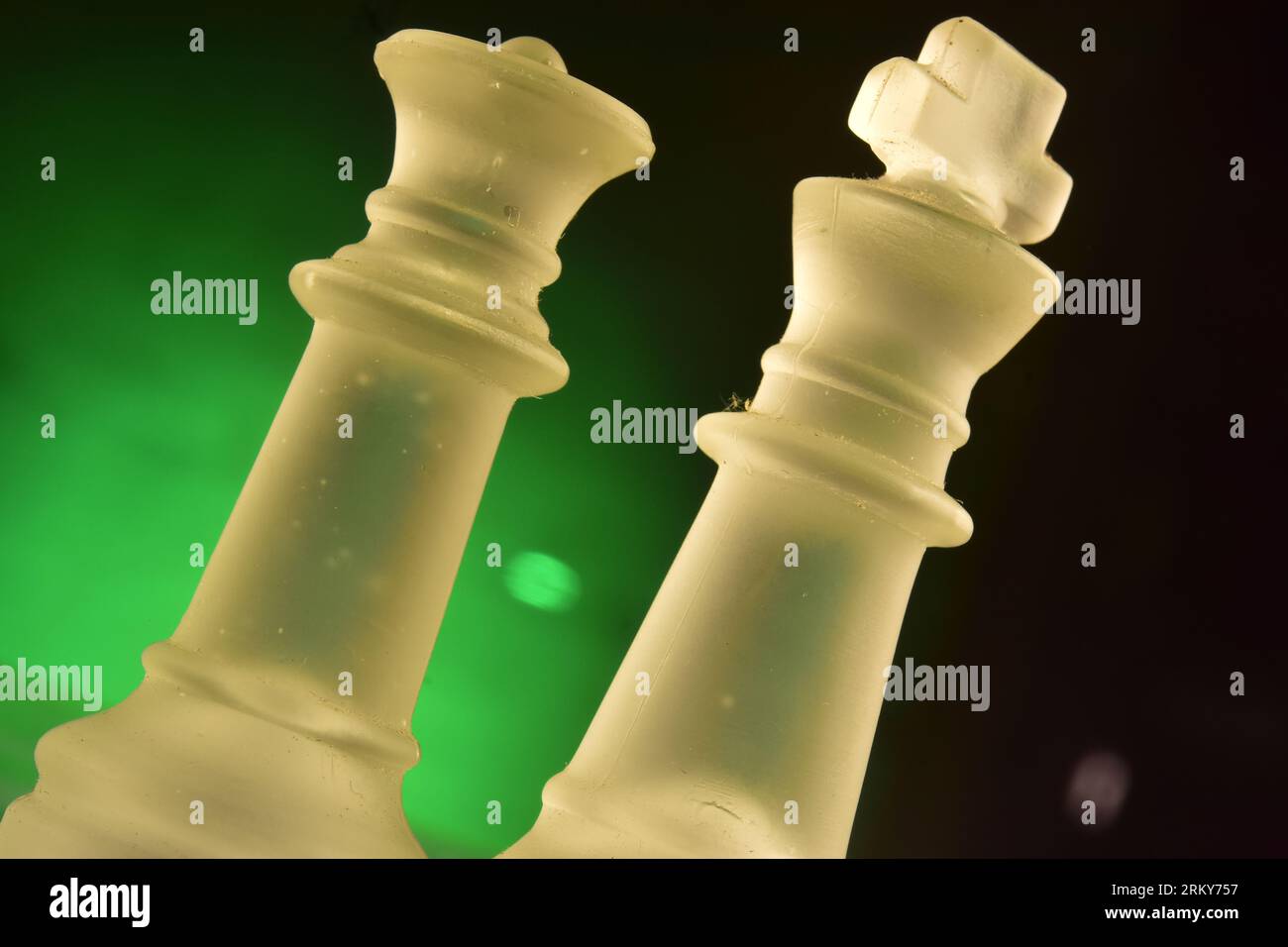 King and Queen chess pieces on the chessboard Stock Photo Alamy