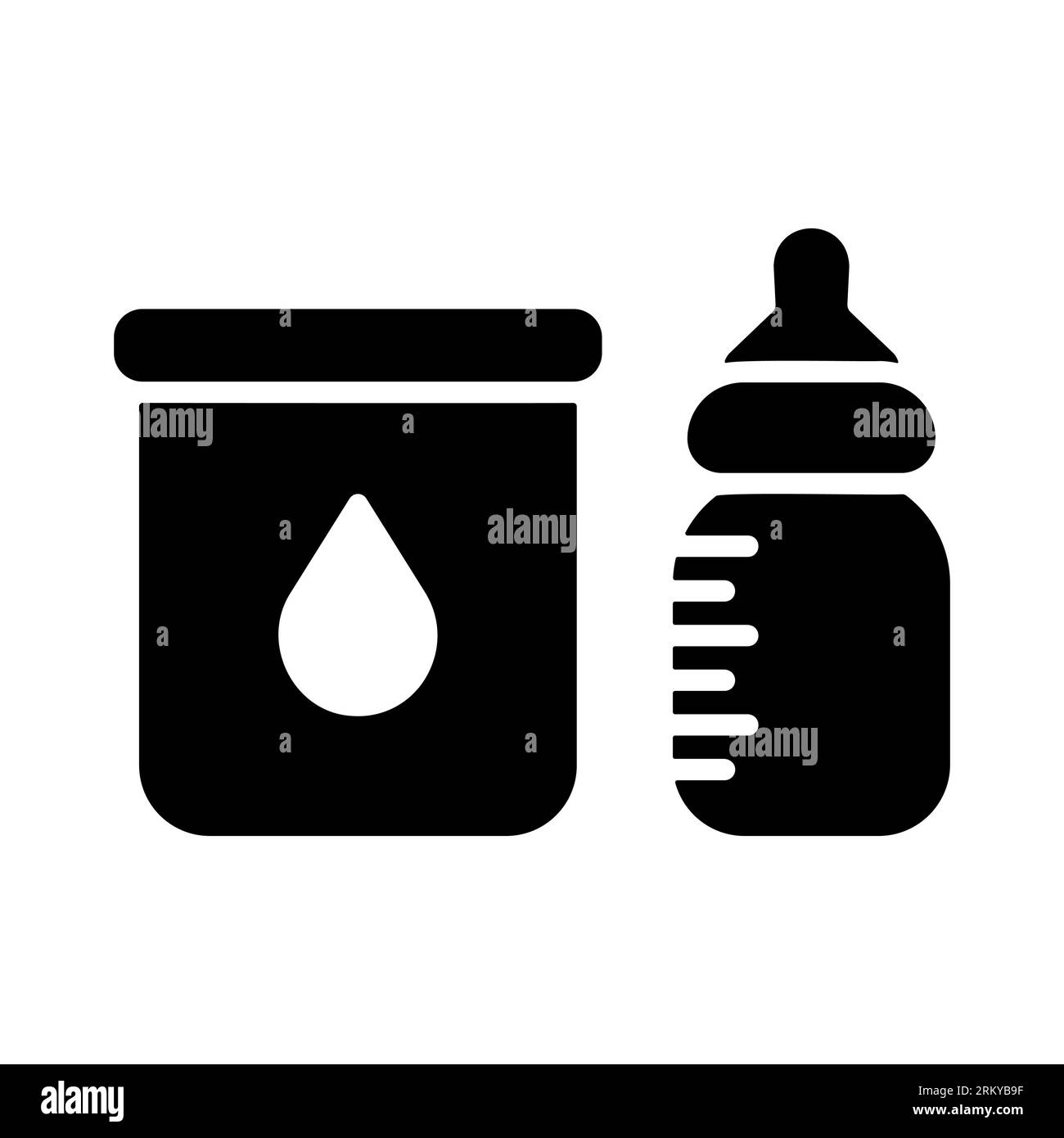 Milk powder canned and baby milk bottle vector glyph icon. Dairy