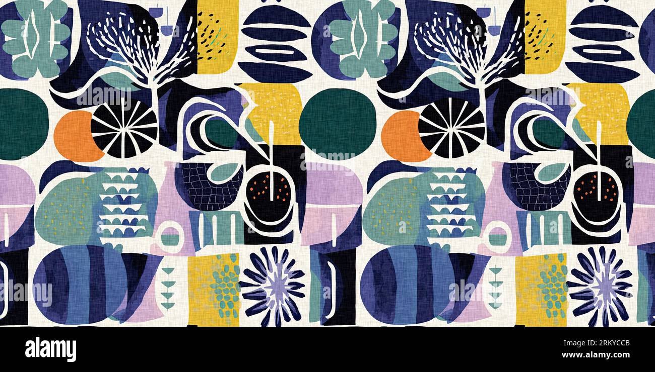 Modern fun pattern clash fabric border print for summer beach textile ...