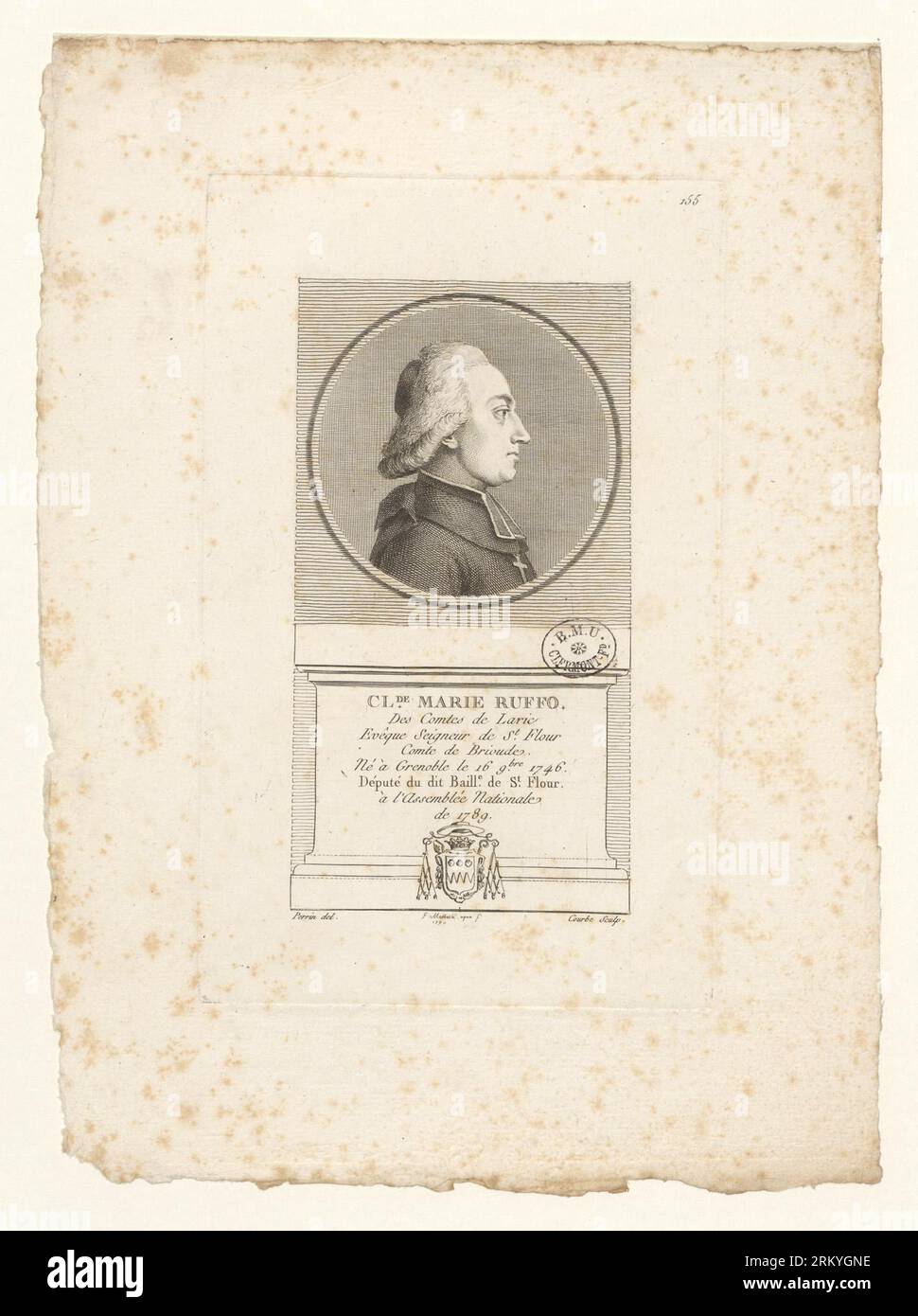 Cl.de Marie Ruffo Des Comtes de Laric Evêque de St Flour, Comte de Brioude, né à Grenoble le 16 9bre 1746, Député du dit Baill.e de St Flour à l'Assemblée nationale de 1789 BOYER 2323 by Olivier Perrin Stock Photo