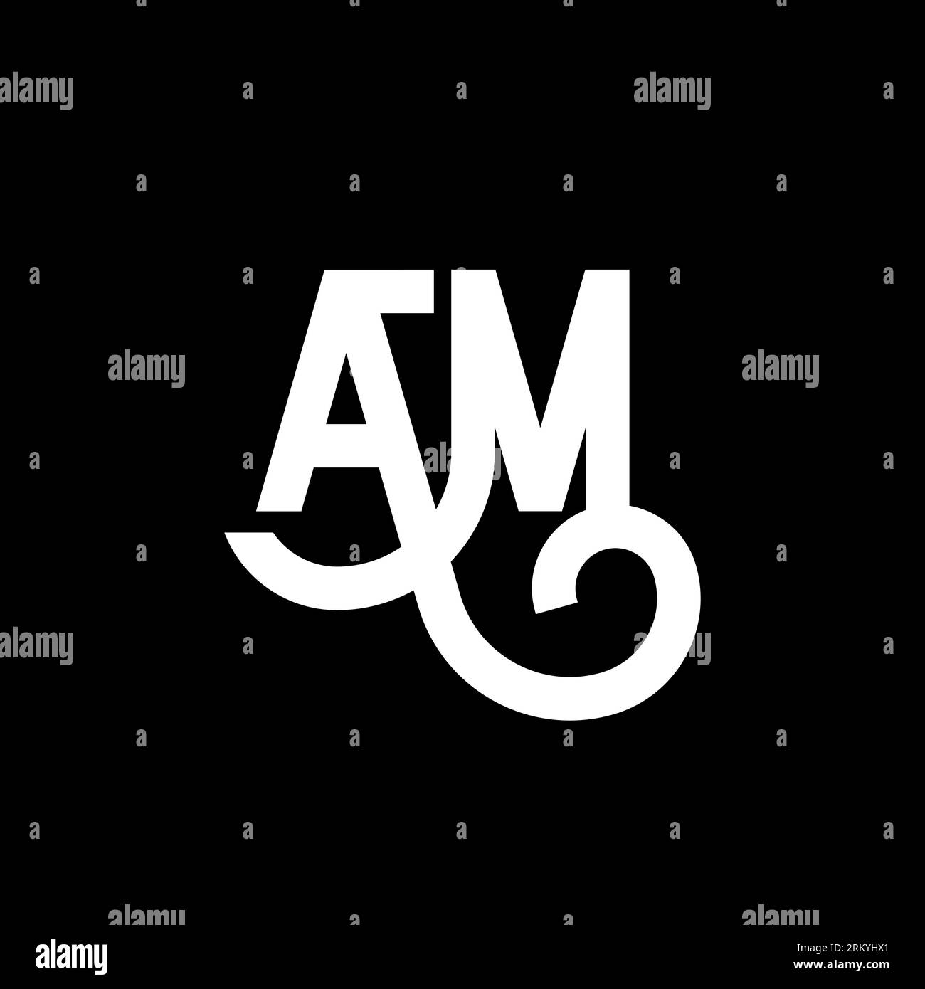 AM letter logo design on black background. AM creative initials letter ...