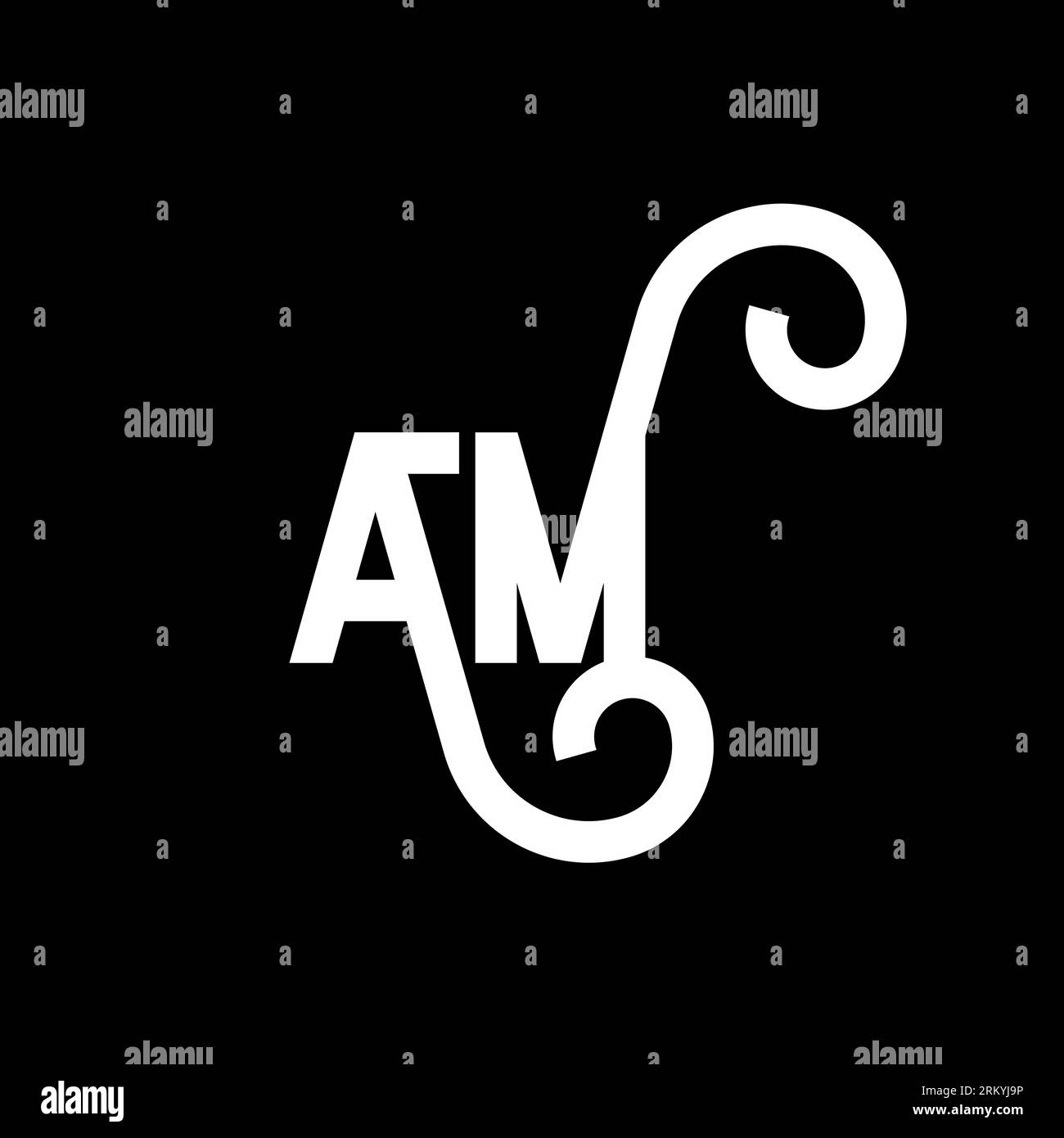 AM letter logo design on black background. AM creative initials letter ...