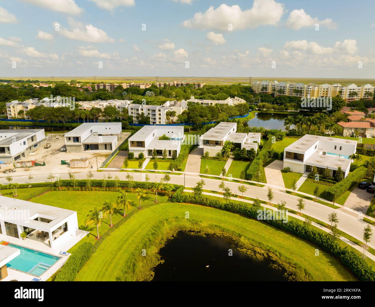 Weston, FL, USA August 24, 2023 Aerial drone photo of Botaniko