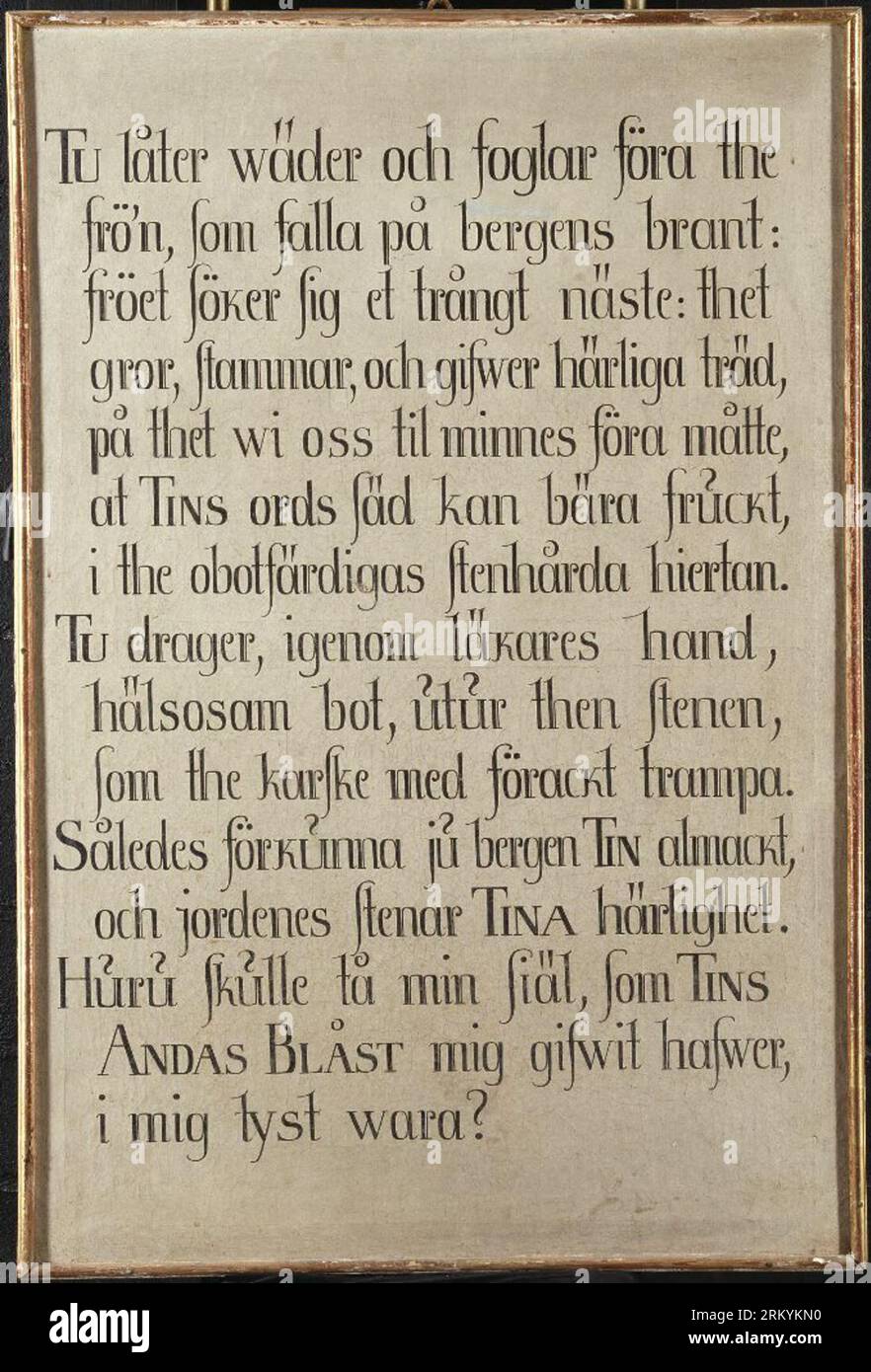 inscription board (3 of 7) between 1756 and 1757 by Olof Fridsberg Stock Photo