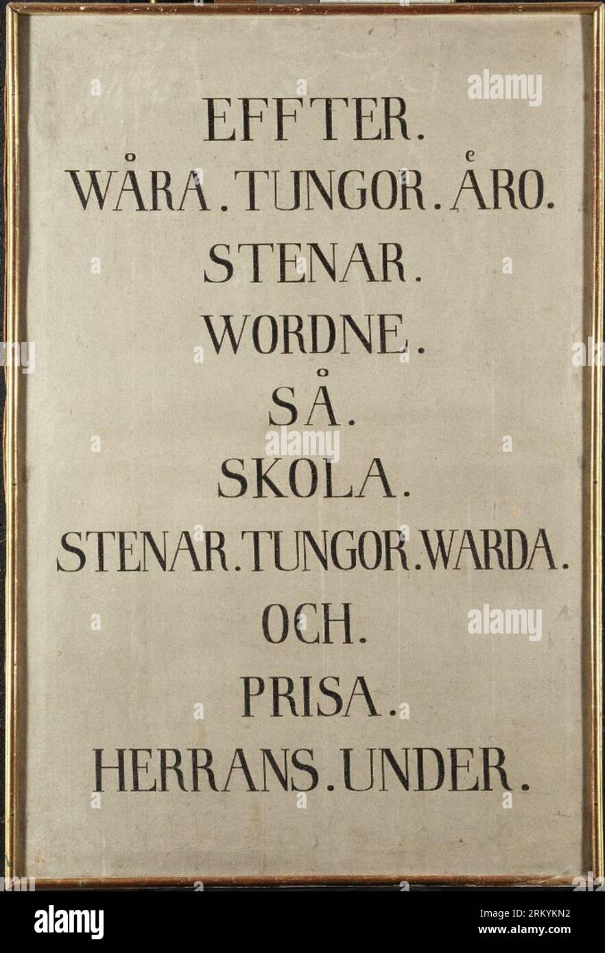 inscription board (5 of 7) between 1756 and 1757 by Olof Fridsberg Stock Photo