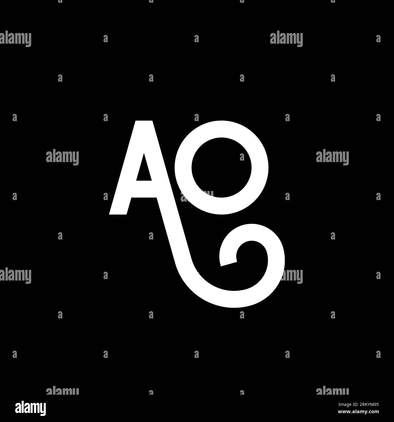 AO letter logo design on black background. AO creative initials letter ...