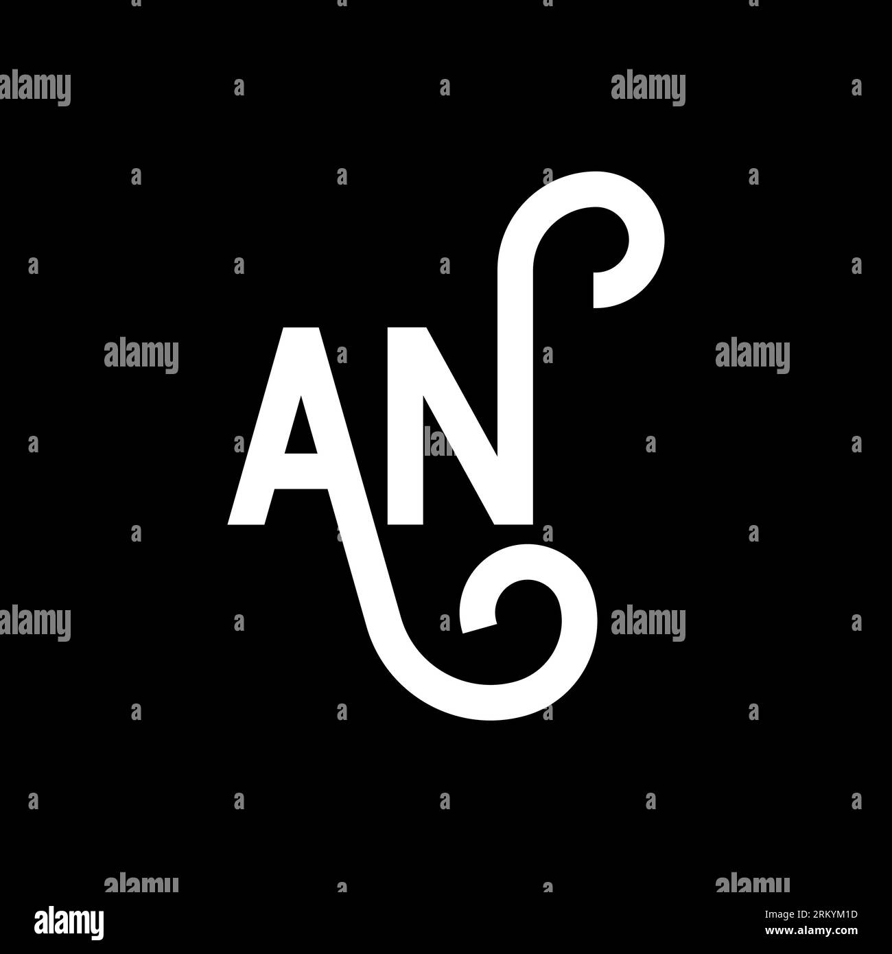 AN letter logo design on black background. AN creative initials letter ...
