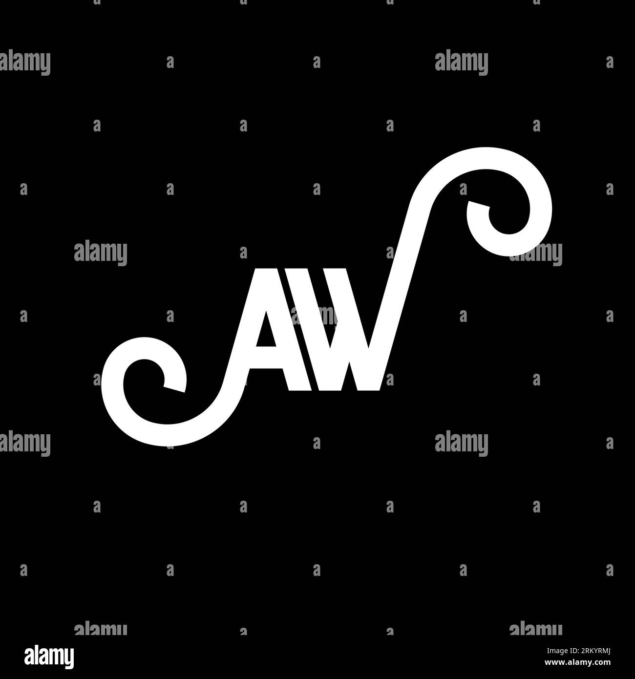 AW letter logo design on black background. AW creative initials letter ...