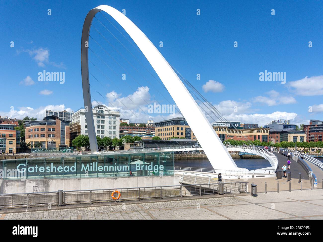 Gateshead Millennium Bridge, South Shore Road, Gateshead, Tyne and Wear, England, United Kingdom Stock Photo