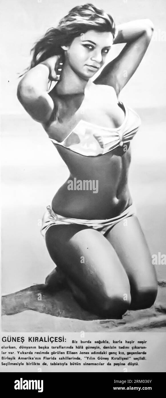 Eileen Jones, Sun queen of the year in Turkish Hayat lifestyle magazine 1965 Stock Photo