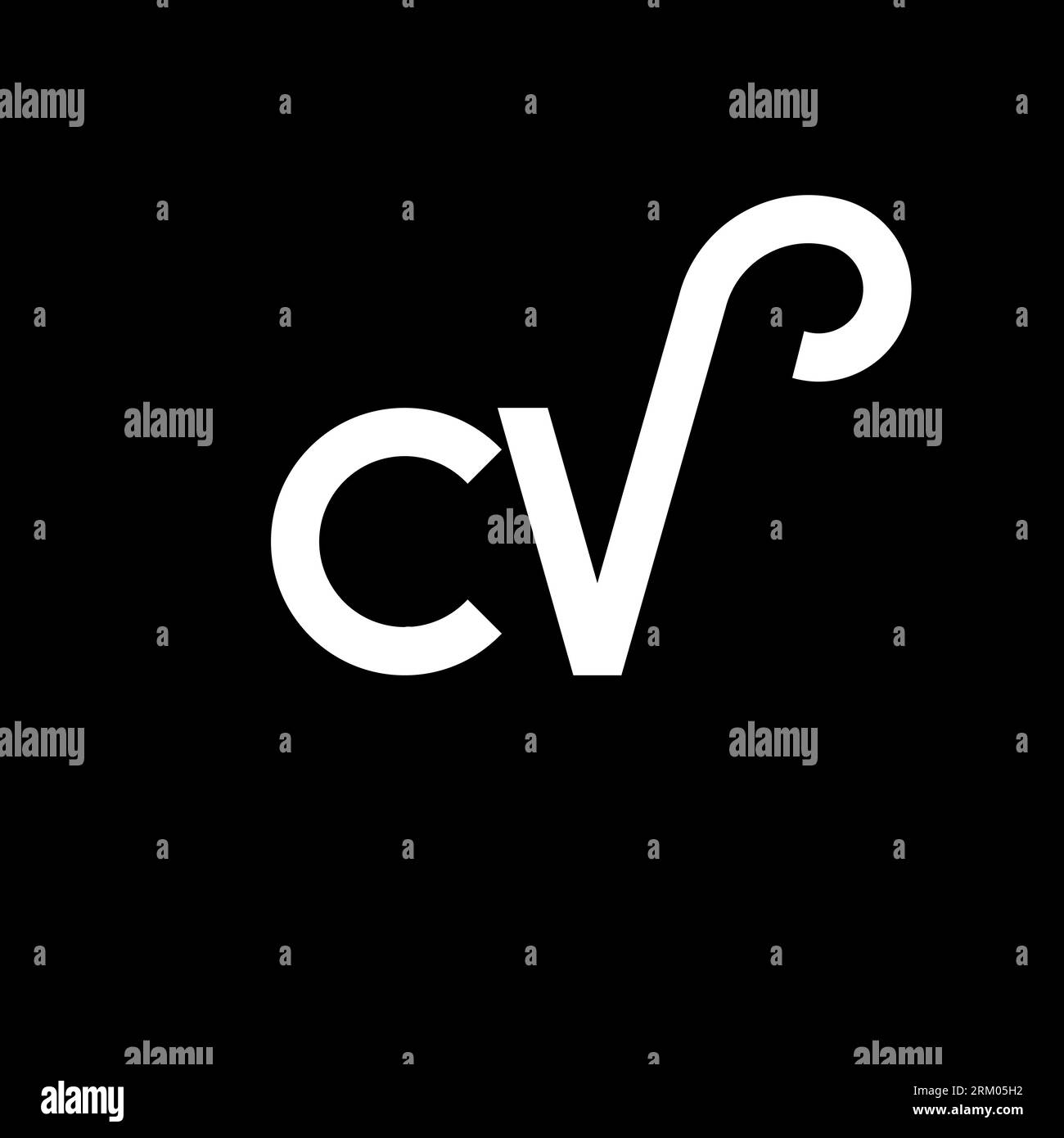 CV letter logo design on black background. CV creative initials letter logo concept. cv letter design. CV white letter design on black background. C V Stock Vector