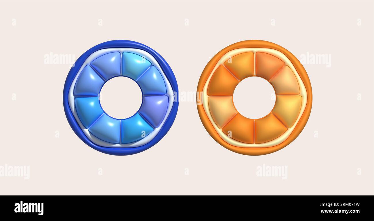3D illustration Orange shaped swim ring,Swim lifesaver,Summer vacation