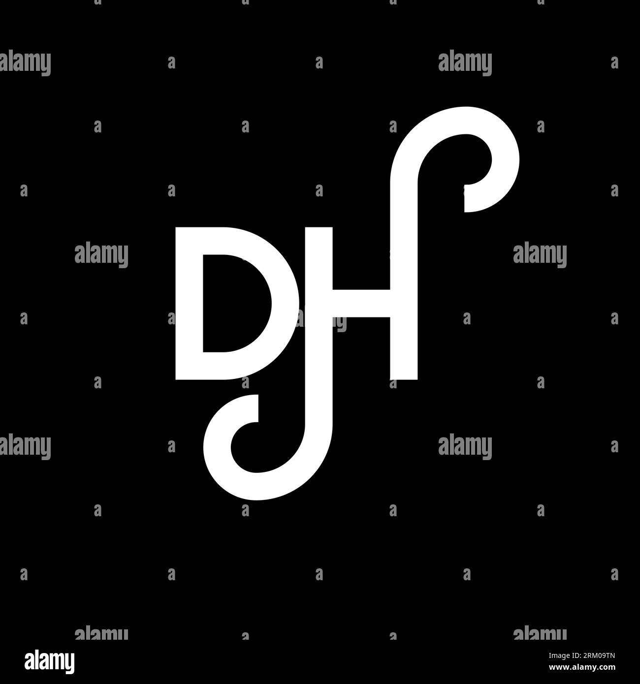 DH letter logo design on black background. DH creative initials letter