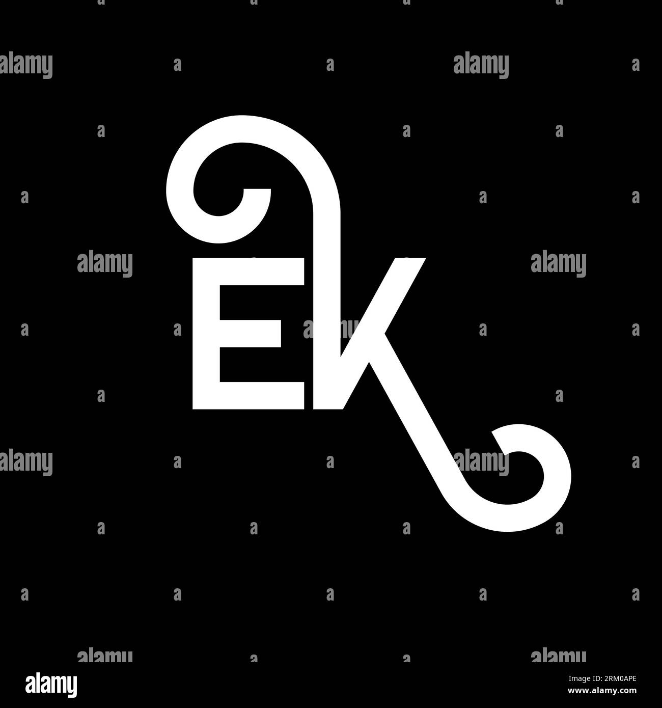 EK letter logo design on black background. EK creative initials letter ...