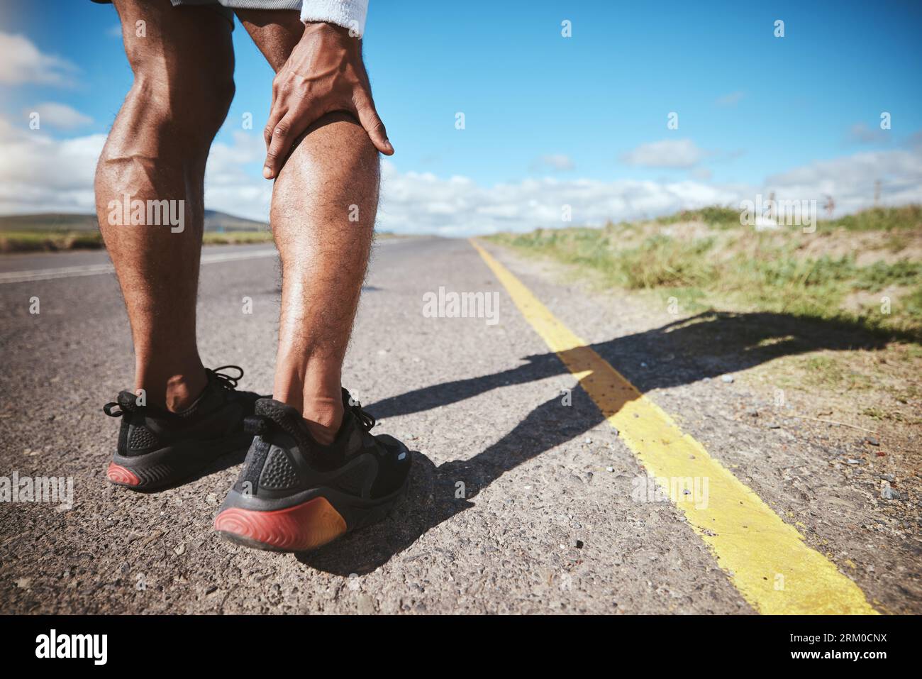 Legs injury, marathon runner or person massage nerve problem, calf