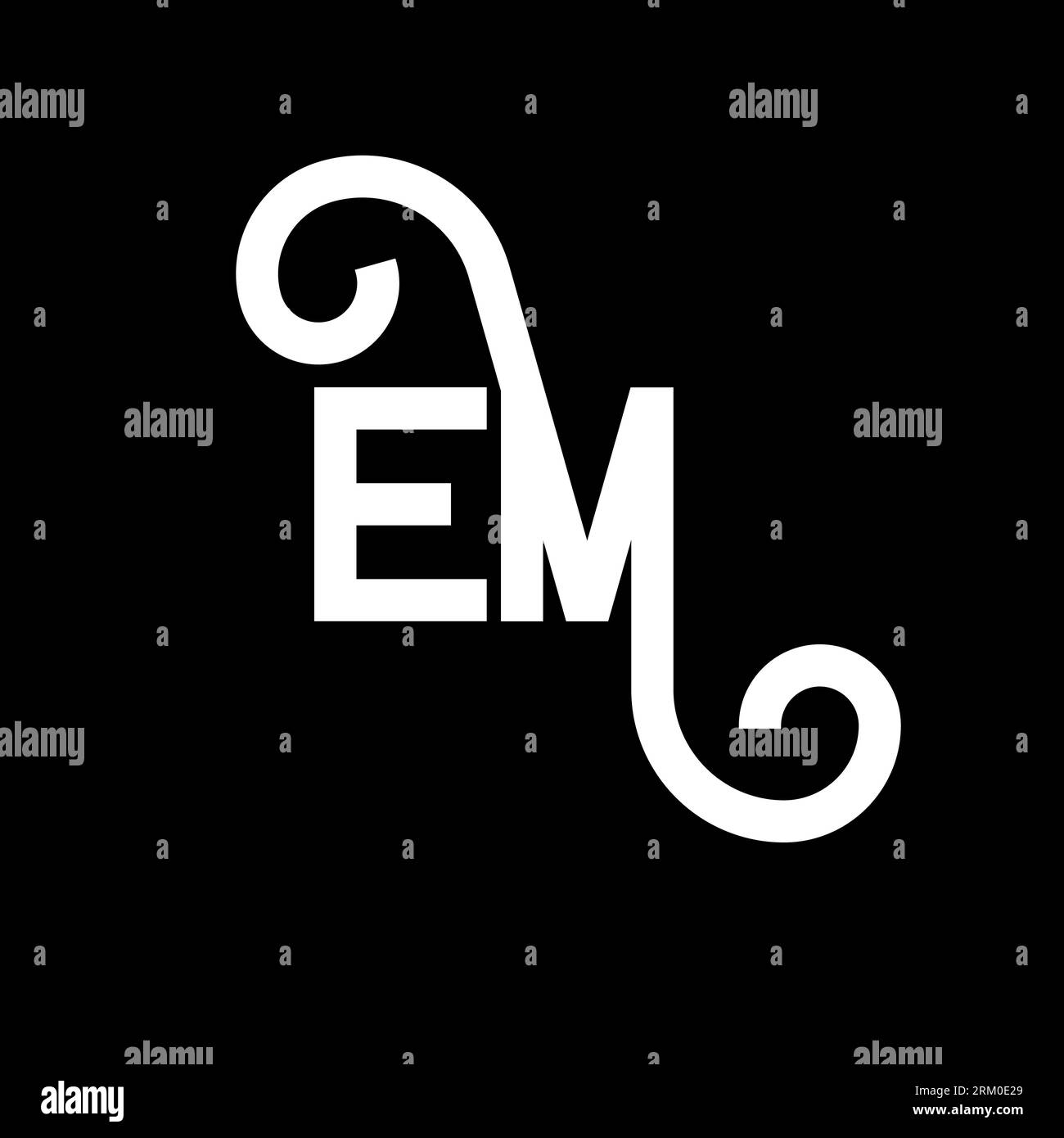 EM letter logo design on black background. EM creative initials letter