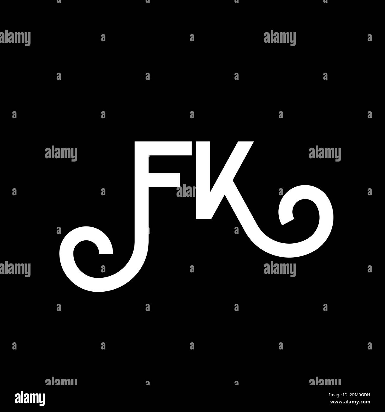 FK letter logo design on black background. FK creative initials letter logo concept. fk letter design. FK white letter design on black background. F K Stock Vector