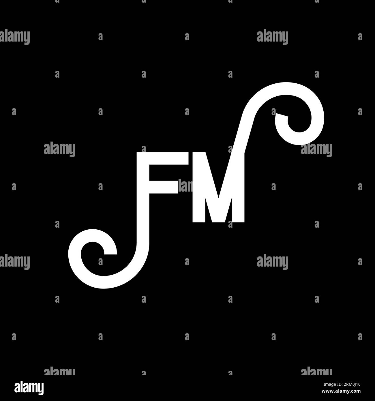 FM letter logo design on black background. FM creative initials letter logo concept. fm letter design. FM white letter design on black background. F M Stock Vector