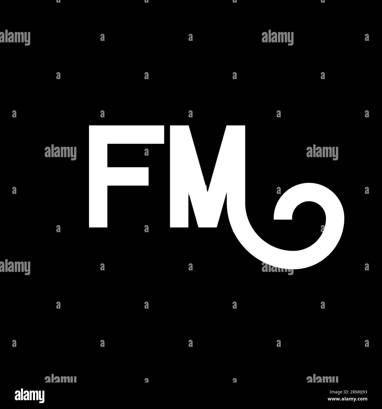 FM letter logo design on black background. FM creative initials letter logo concept. fm letter design. FM white letter design on black background. F M Stock Vector