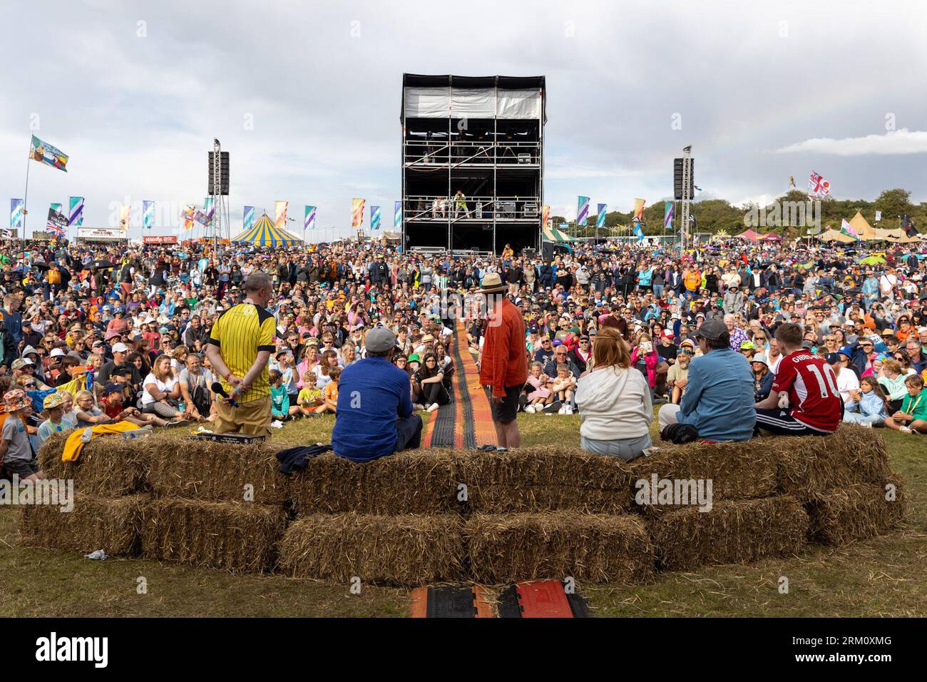 CarFest, Laverstoke Park Farm, Hampshire, UK. 26th Aug, 2023. Hay Bails at CarFest. Created by Chris Evans, CarFest is the largest family fundraising festival in the UK. Credit: Julian Kemp/Alamy Live News Stock Photo