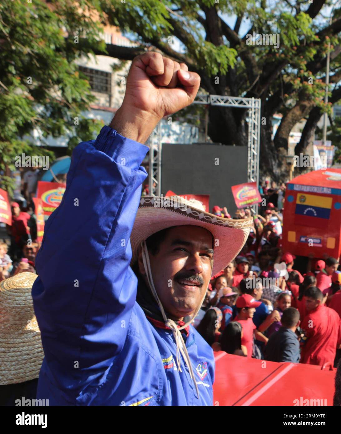 Bildnummer: 59482944  Datum: 07.04.2013  Copyright: imago/Xinhua Image provided by Hugo Chavez Campaign Comand shows Venezuelan acting President and presidential candidate Nicolas Maduro attending his closing campaign, in San Juan de los Morros, state of Guaruco, Venezuela, on April 7, 2013. (Xinhua/Hugo Chavez Campaign Comand) (ah) (sp) VENEZUELA-GUARICO-ELECTION RALLY-MADURO PUBLICATIONxNOTxINxCHN Politik people Wahl Präsidentschaftswahl Wahlkampf xas x0x 2013 quadrat premiumd     59482944 Date 07 04 2013 Copyright Imago XINHUA Image provided by Hugo Chavez Campaign Comand Shows Venezuelan A Stock Photo