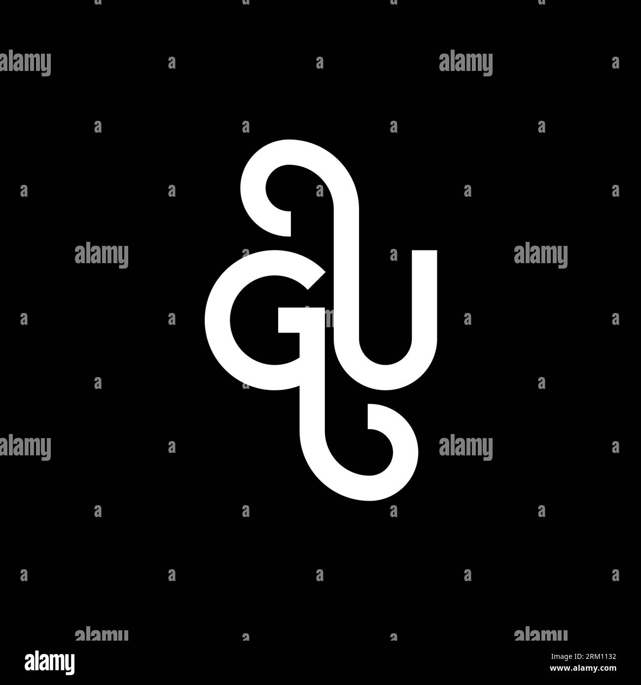 GU letter logo design on black background. GU creative initials letter ...