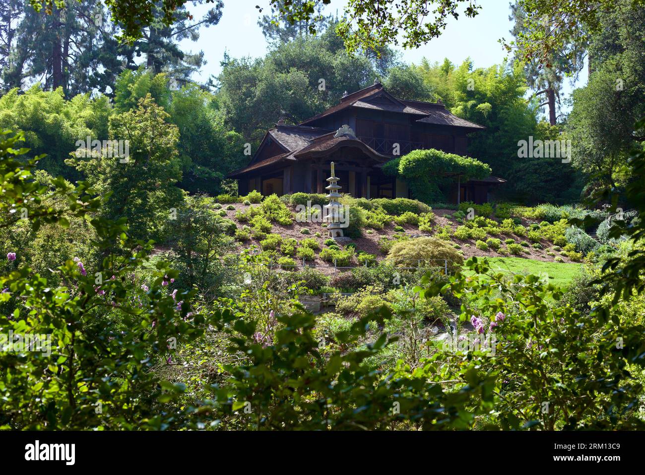 Tea house in the Japanese garden of Huntington Library and Garden in San Marino, CA Stock Photo