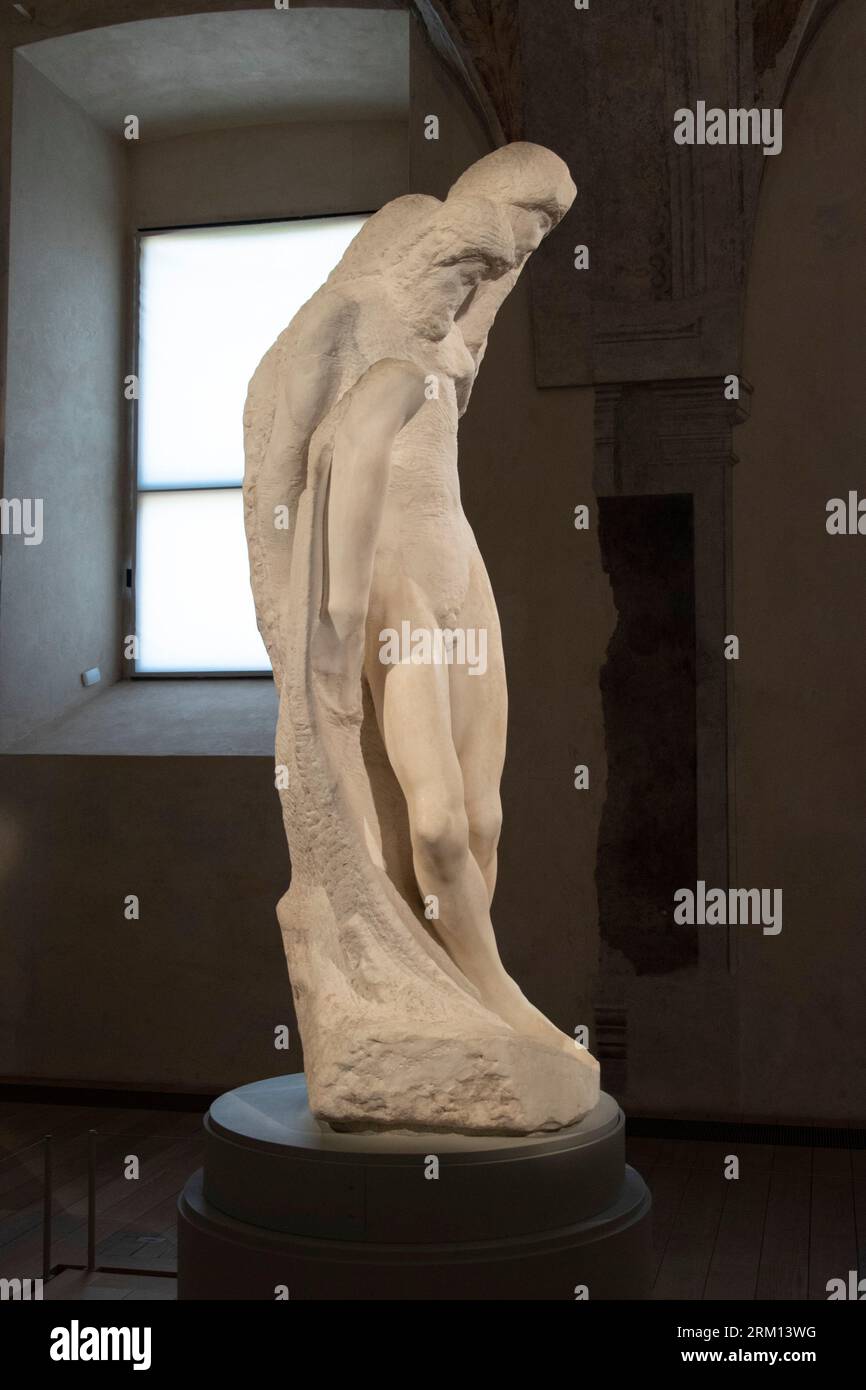 Pietà Rondanini by Michelangelo, sculpture, Castello Sforzesco, Milan, Italy. Stock Photo