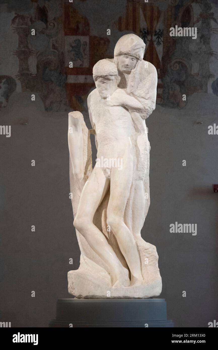 Pietà Rondanini by Michelangelo, sculpture, Castello Sforzesco, Milan, Italy. Stock Photo