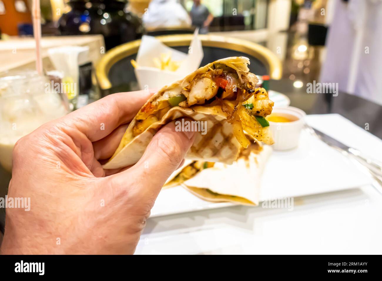 Lobster Quesadilla served in Tea Lobby Lounge Rutz Carlton Bahrain Stock Photo