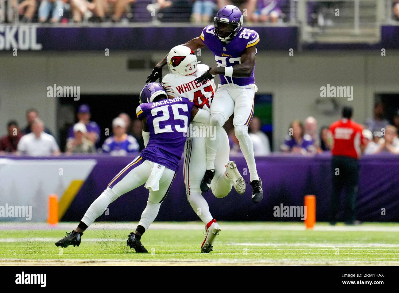 Arizona Cardinals tight end Joel Honigford (42) in action against the  Minnesota Vikings during the first half of an NFL preseason football game  Saturday, Aug. 26, 2023 in Minneapolis. (AP Photo/Stacy Bengs