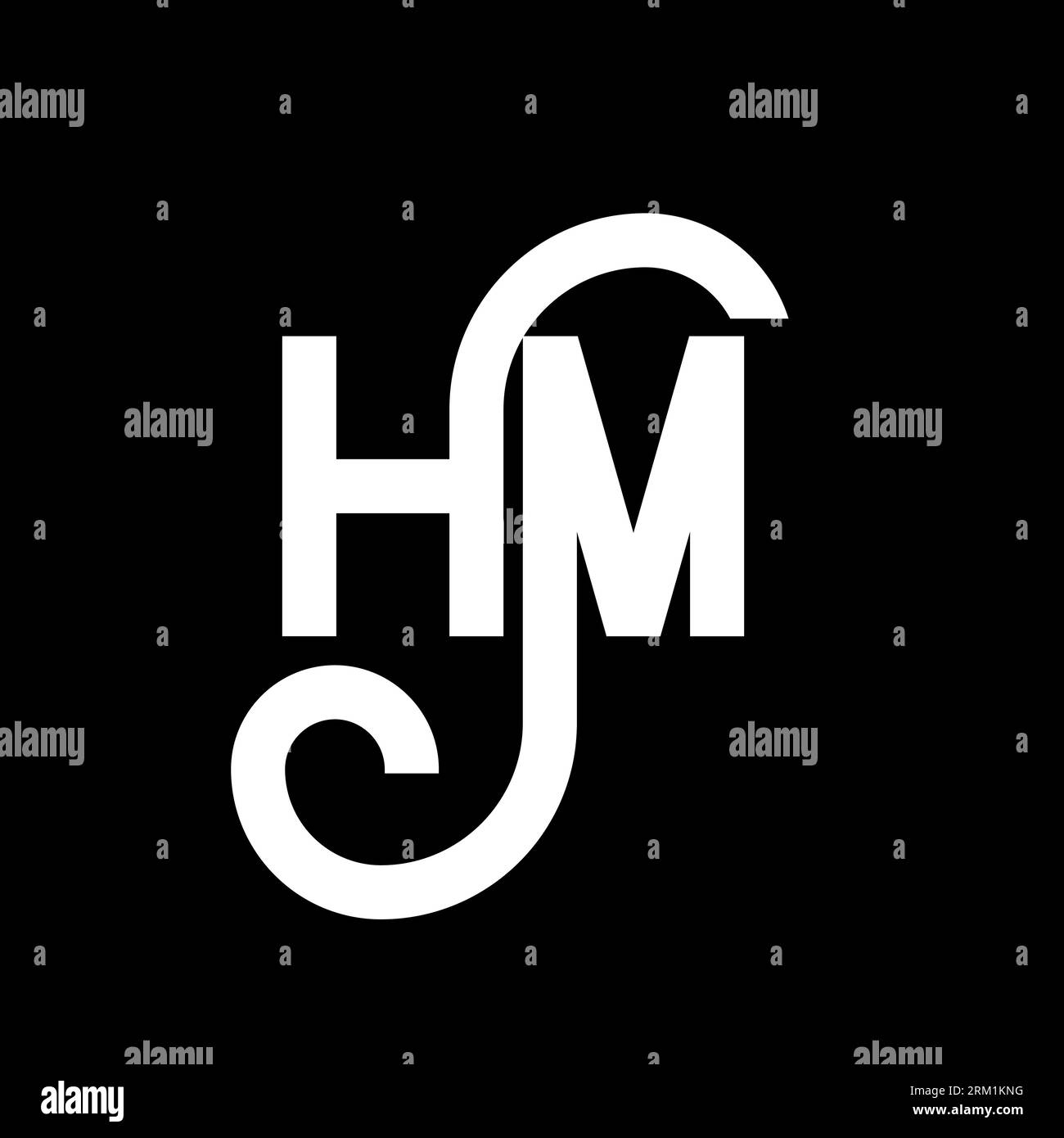 HM letter logo design on black background. HM creative initials letter ...