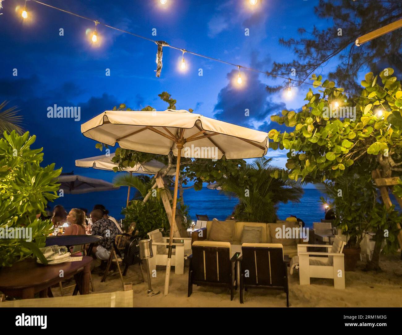 Grand Cayman, Cayman Islands, June 11th 2023, view of Tillie's at dusk ...