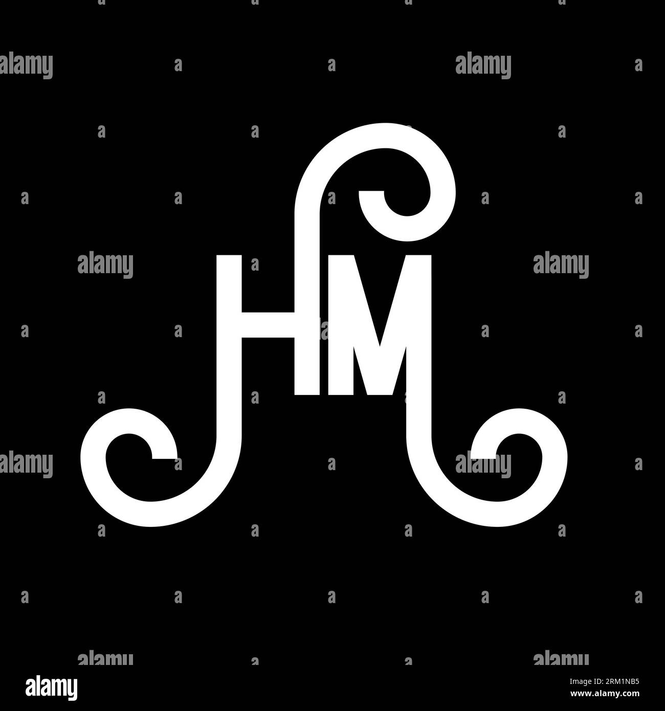 HM letter logo design on black background. HM creative initials letter